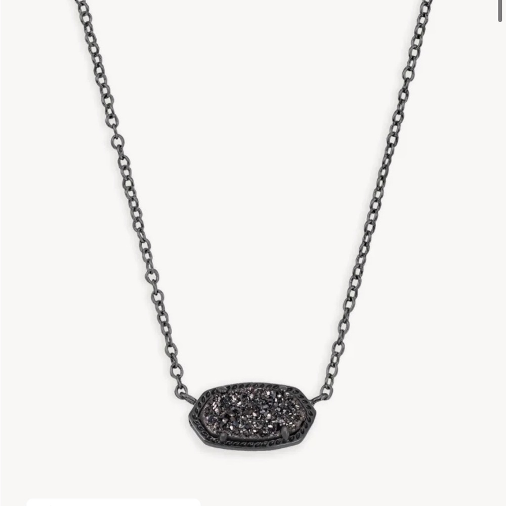 Kendra Scott Elisa Pendant Necklace in Black Drusy